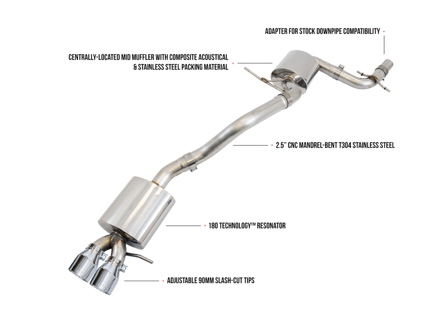 AWE Touring Edition Exhaust for MK5 Jetta 2.0T - GLI - Chrome Silver Tips