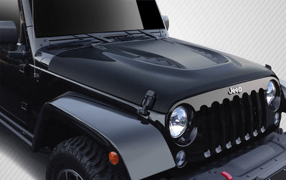 2007-2018 Jeep Wrangler Carbon Creations Power Dome Hood - 1 Piece