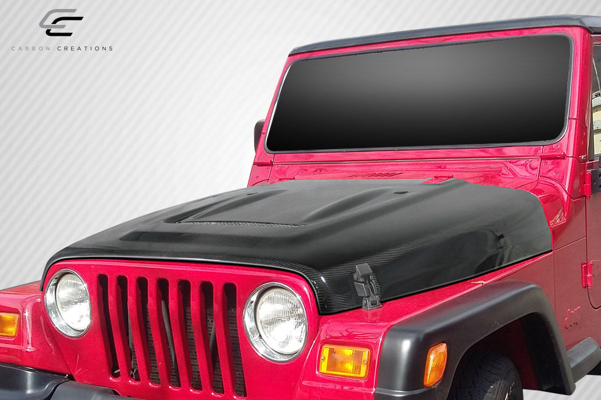 1997-2006 Jeep Wrangler Carbon Creations Heat Reduction Hood (fits all models without highline fenders) - 1 Piece