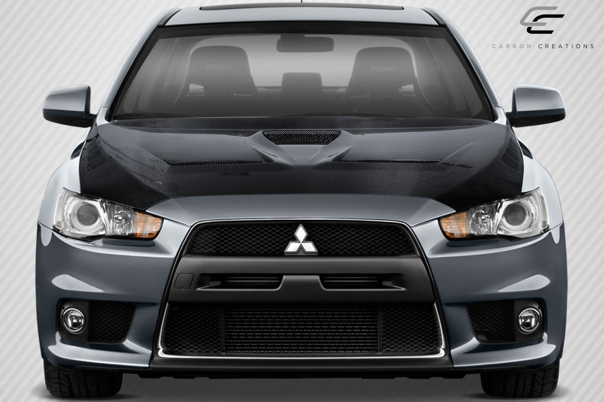 2008-2017 Mitsubishi Lancer / Lancer Evolution 10 Lancer Carbon Creations DriTech Race Hood - 1 Piece