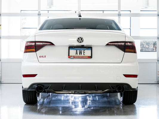 AWE Track Edition Exhaust - Non-Resonated - for MK7 Jetta GLI w/ Stock Downpipe - Diamond Black Tips