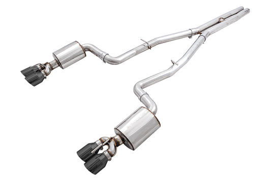 AWE Touring Edition Exhaust for 15+ Challenger 6.4 / 6.2 SC - Diamond Black Quad Tips