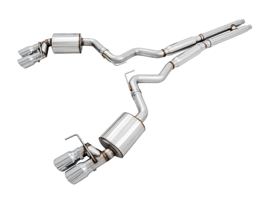 AWE Touring Edition Cat-back Exhaust for the 2018+ Mustang GT - Quad Chrome Silver Tips