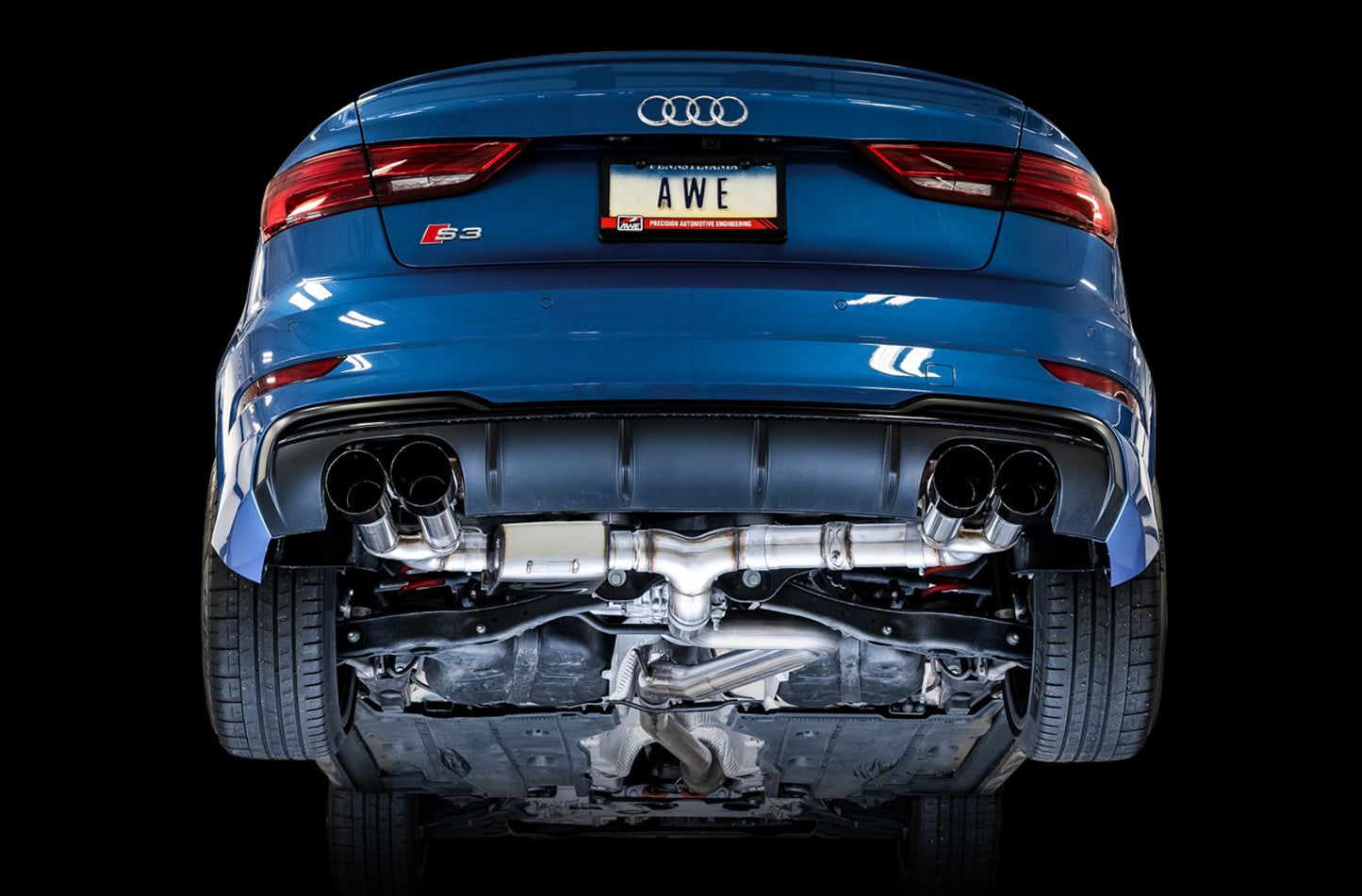 AWE SwitchPath™ Exhaust for Audi 8V S3 - Diamond Black Tips, 102mm