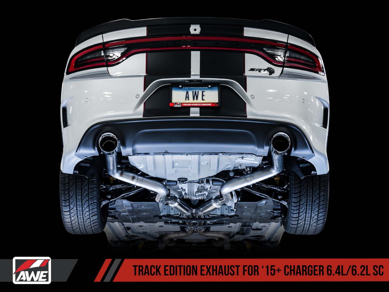 AWE Track Edition Exhaust for 15+ Charger 6.4 / 6.2 SC - Diamond Black Tips