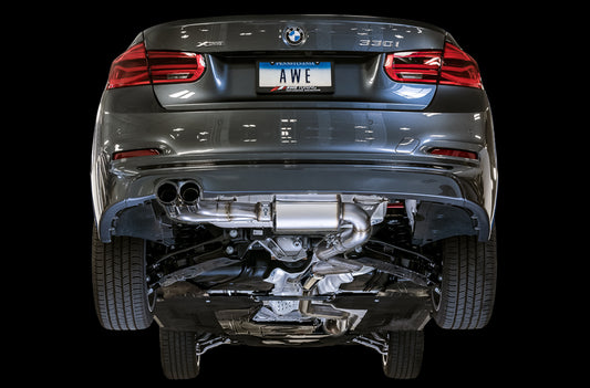 AWE Touring Edition Axle-back Exhaust, Quad Outlet for BMW F3X N20/N26 328i/428i - Chrome Silver Tips (80mm)