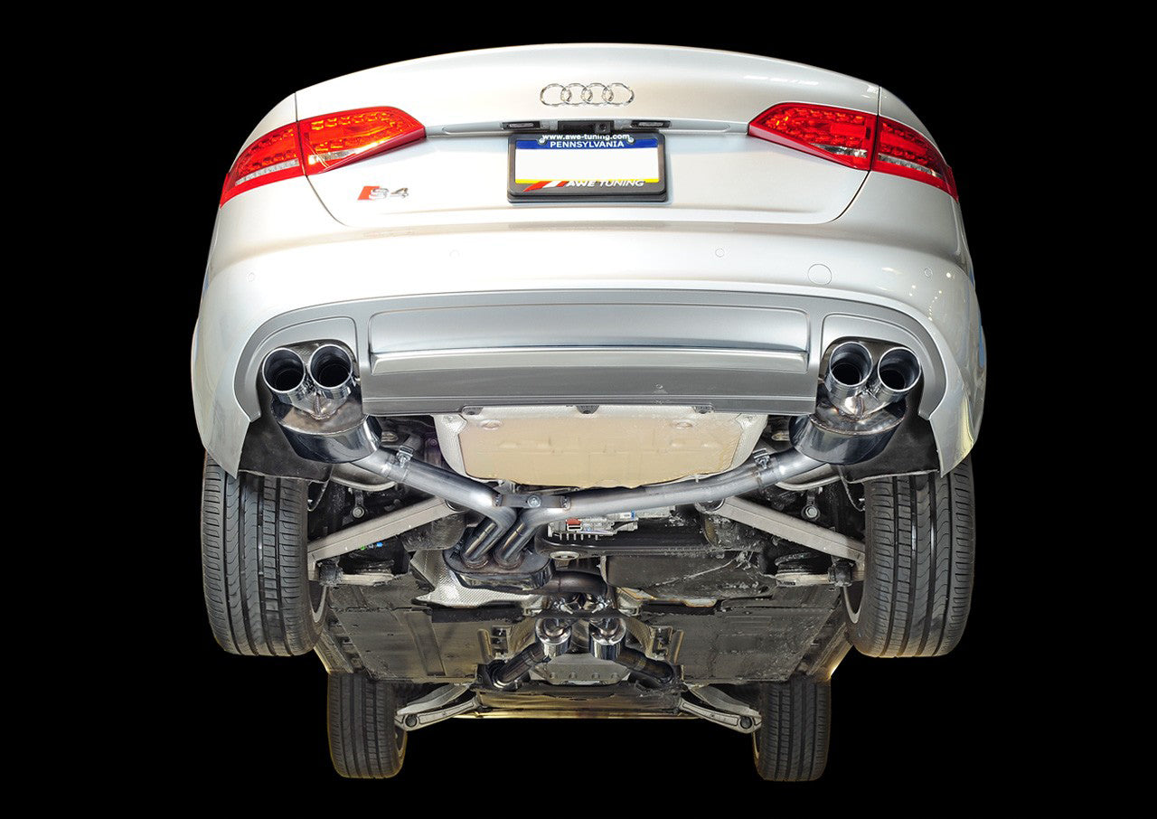 AWE Touring Edition Exhaust for Audi B8 S4 3.0T - Chrome Silver Tips (90mm)