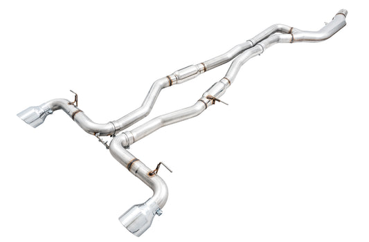 AWE Resonated Track Edition Exhaust for A90 Supra - 5" Chrome Silver Tips