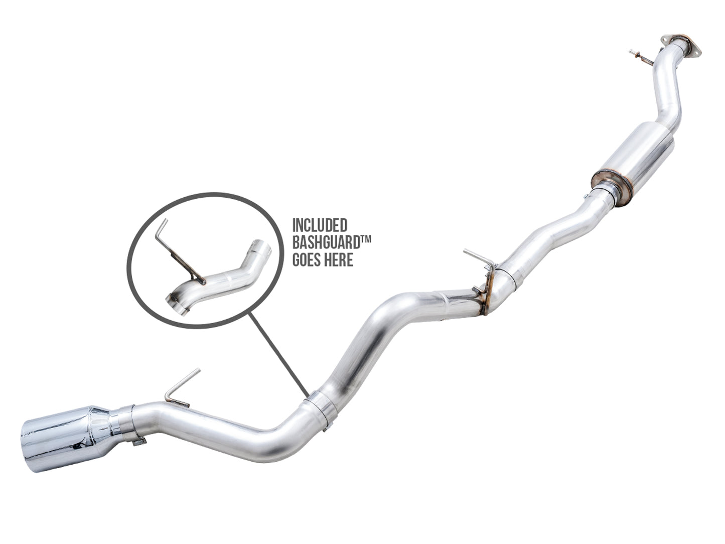 AWE 0FG Catback Exhaust for Ford Bronco with BashGuard™ - Single 5" Chrome Silver Tip