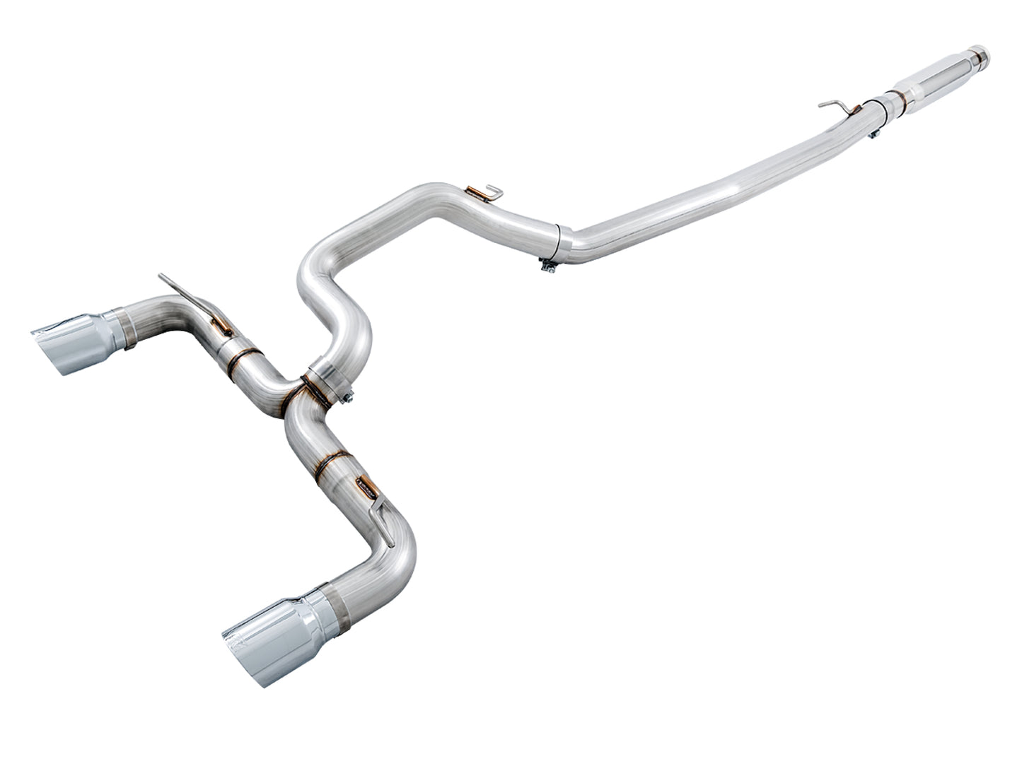 AWE Track Edition Cat-back Exhaust for Ford Focus RS - Chrome Silver Tips