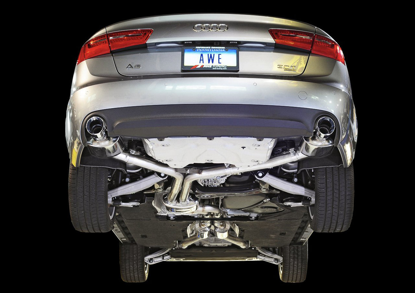 AWE Touring Edition Exhaust for Audi C7 A6 3.0T - Dual Outlet, Chrome Silver Tips