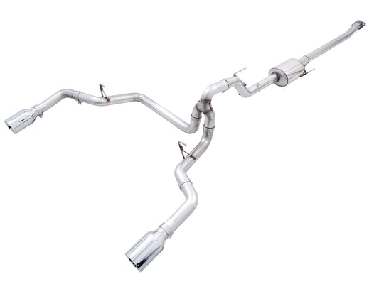 AWE 0FG Dual Split Rear Exhaust for '21+ Ford F-150 - 5" Chrome Silver Tips