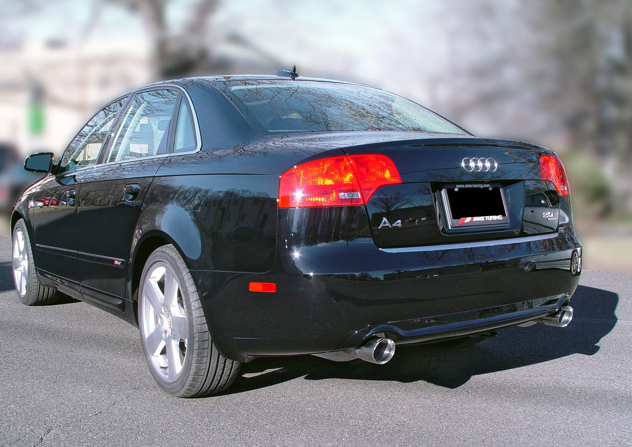 AWE Track Edition Dual Tip Exhaust for Audi B7 A4 3.2L - Diamond Black Tips