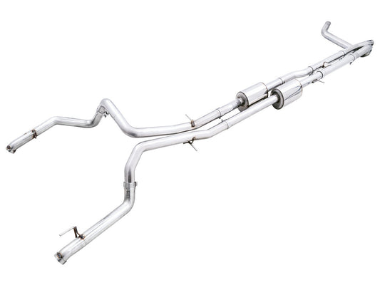 AWE 0FG Catback Exhaust for Silverado ZR2/Sierra AT4X - Dual Bashguard (no tips)