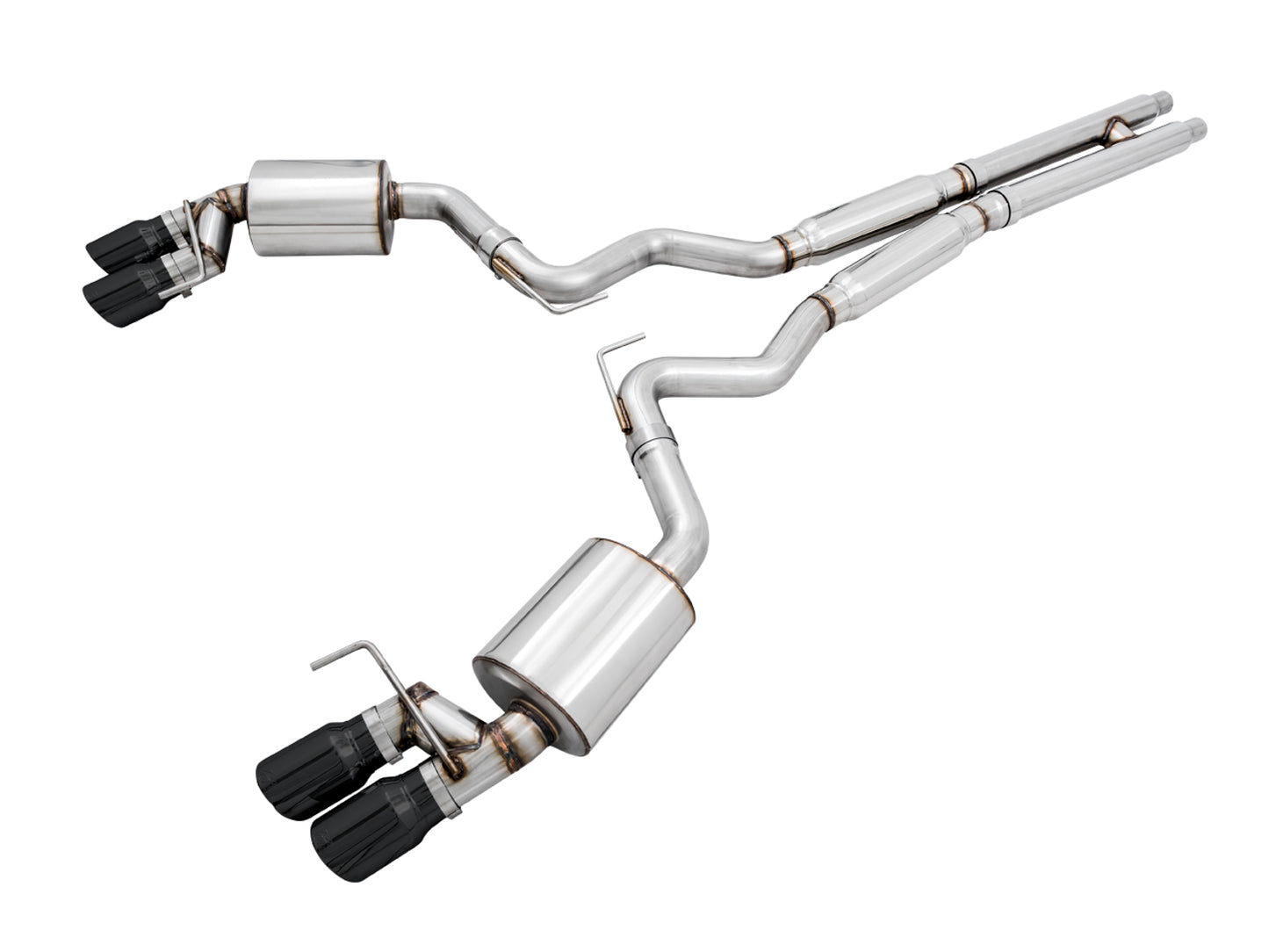 AWE Touring Edition Cat-back Exhaust for the 2018+ Mustang GT - Quad Diamond Black Tips