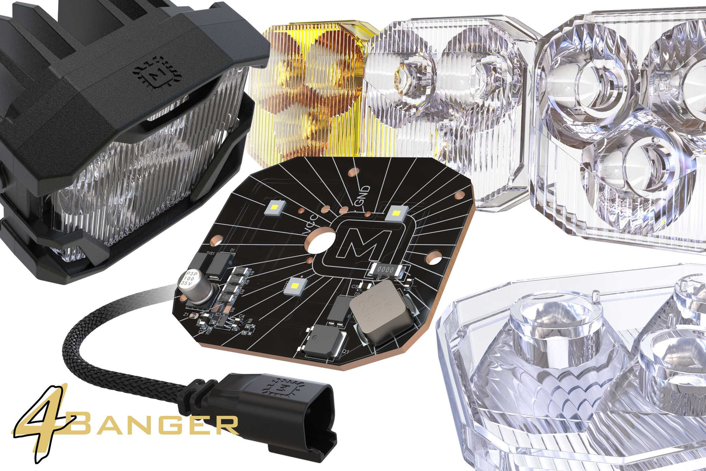 Morimoto 4Banger Ditch Light Kit: Wrangler JK (HXB White Combo Beam)