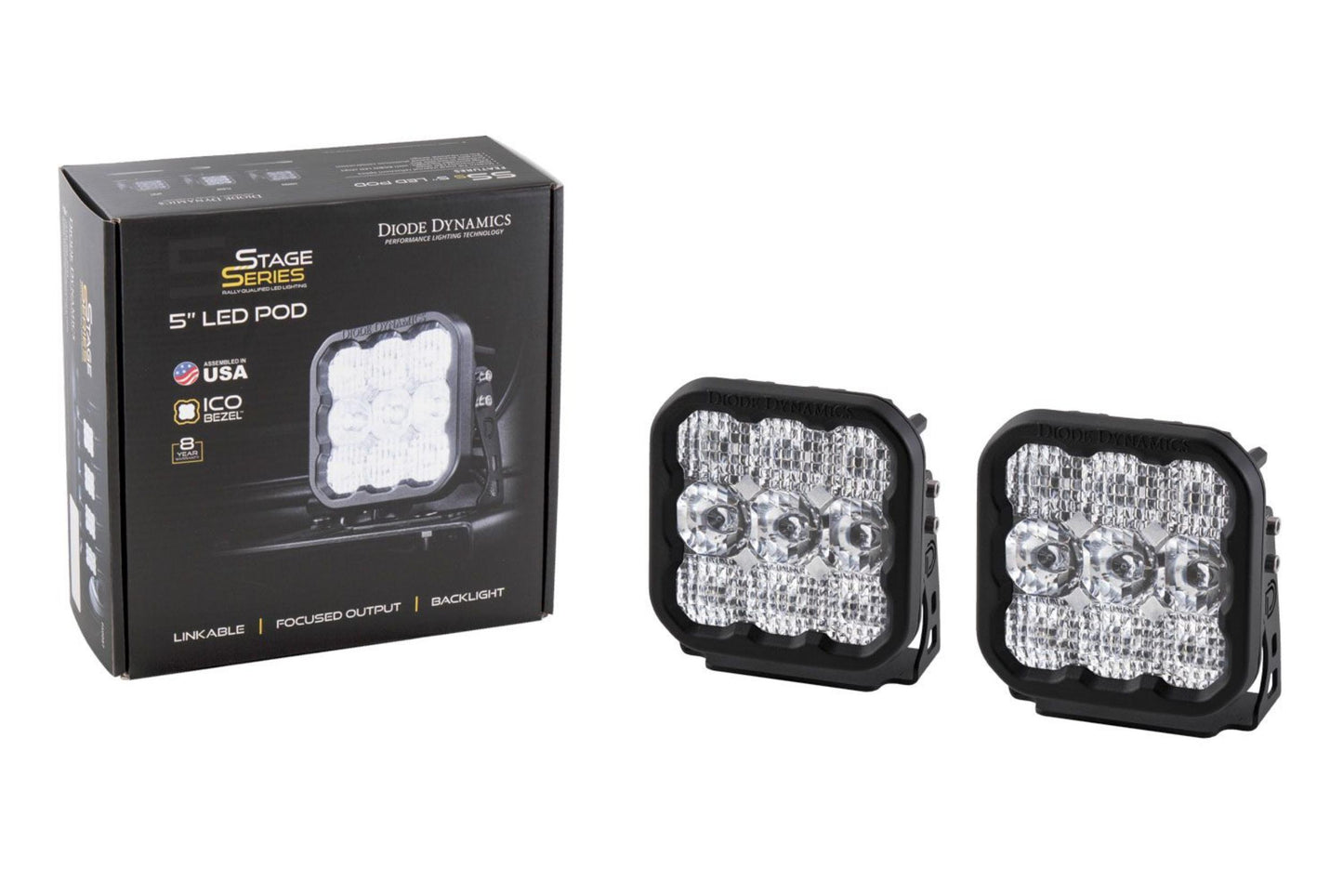 SS5 LED Pod Sport Yellow Driving Pair Diode Dynamics